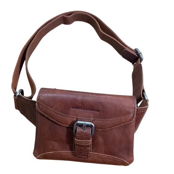 Spikes & Sparrow Handbags - Spikes & Sparrow Brown Leather Hip Bag With Adjustbale Crossbody Snaps